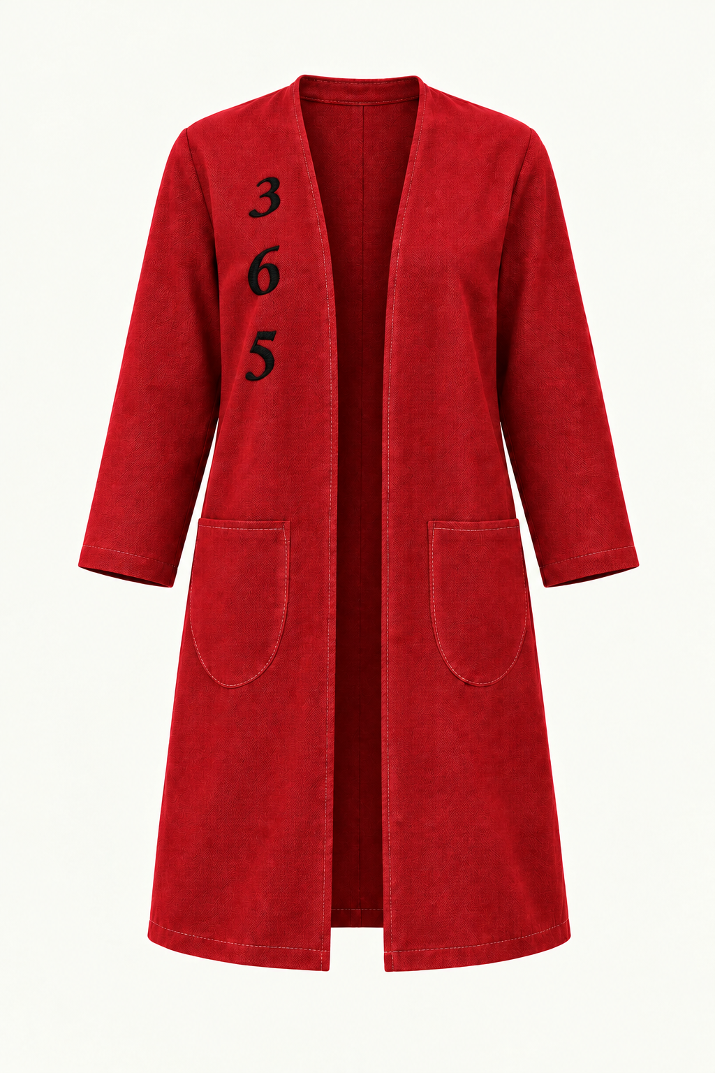 Abrigo rojo frontal, logo negro