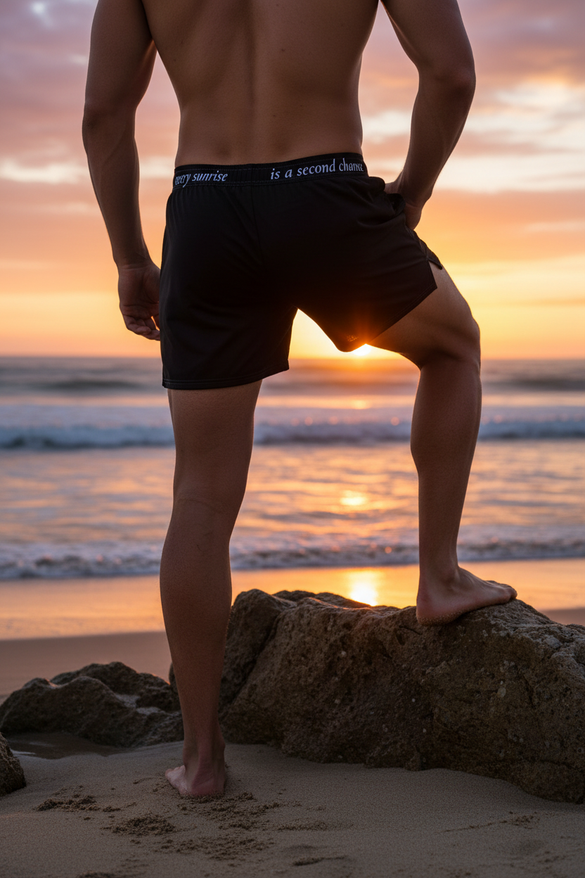 Masculino trasero rocas playa
