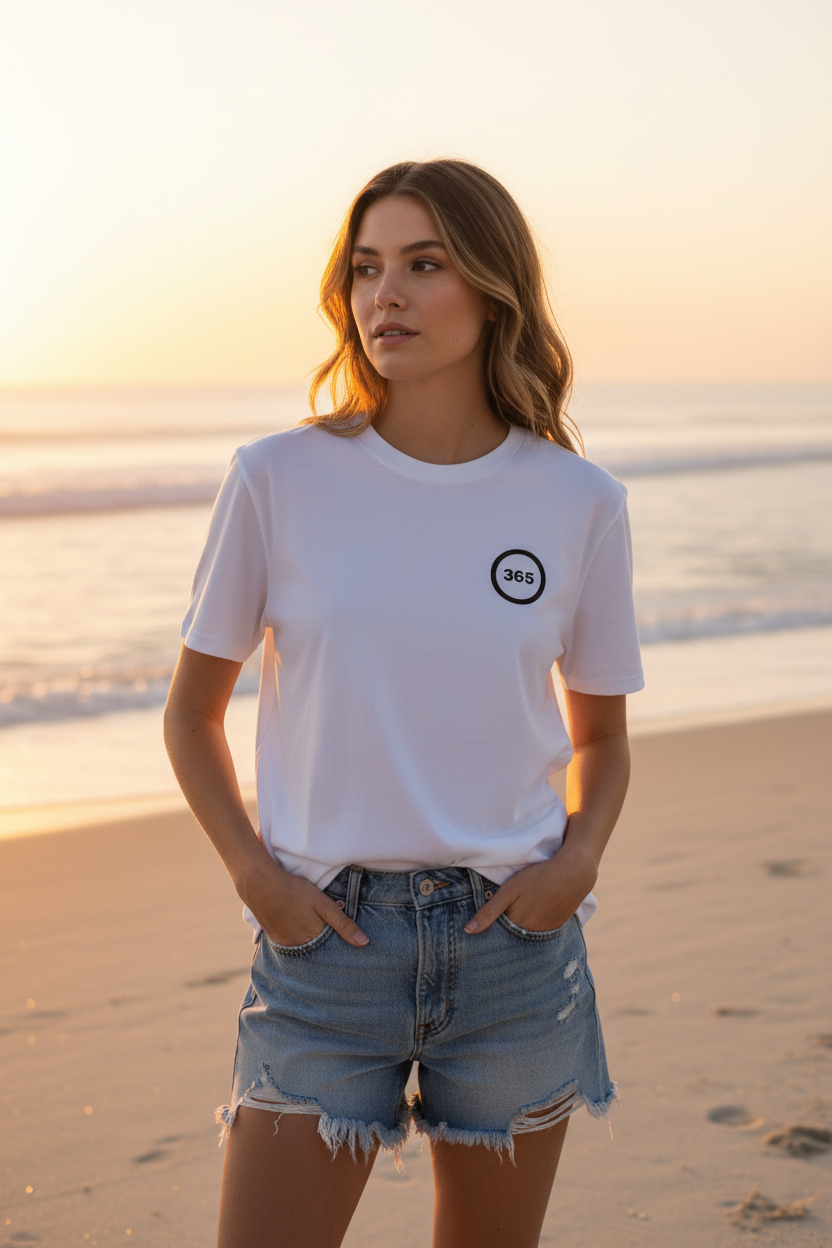 Modelo femenino frontal playa