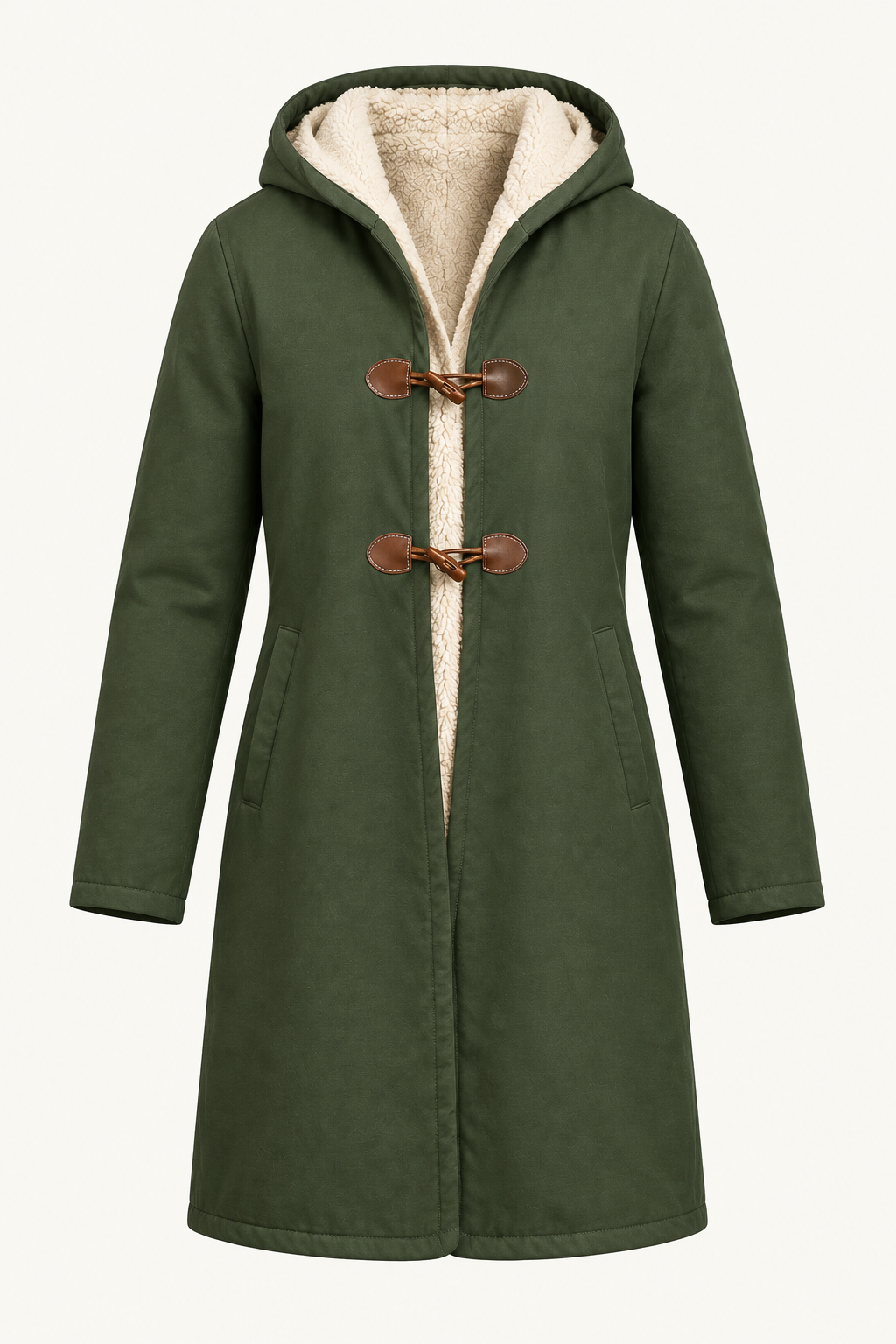 Parka verde hombre, delantero entallado